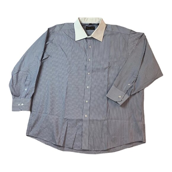 Donald J Trump Long Sleeve Button Up Pinstriped Blue Shirt Men's Size 18-32/33 - Picture 1 of 10